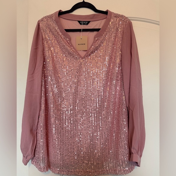 BloomChic Tops - BloomChic Pink Sequin Blouse